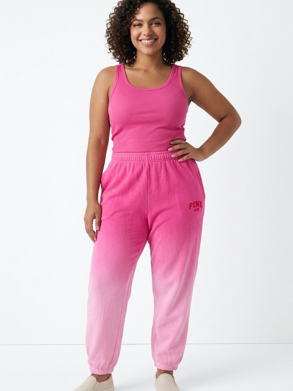 PINK VICTORIA’S SECRET | NEW Pink Ombre Fleece Joggers Women’s Size X-Large